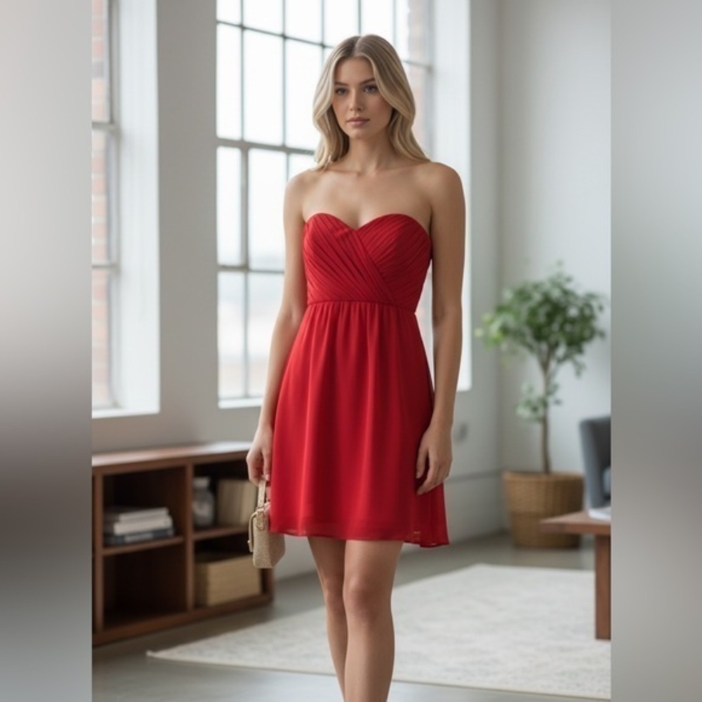 Alfred Angelo Women’s US Size 6 Elegant Red Strapless Dress NWT Bridesmaid Prom